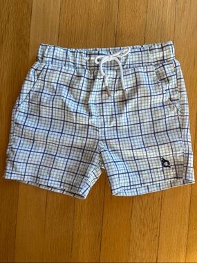 BlueQuail Boys, size 5, Plaid Swim Trunks with Drawstring and pockets